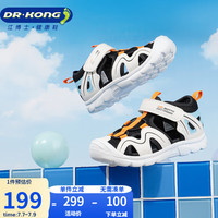江博士DR·KONG健康鞋男女中大童包头凉鞋S10232W005黑/白/橙27