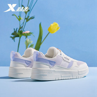 XTEP特步【苜白】女板鞋时尚潮流轻便透气女板鞋休闲878318310016 帆白/淡紫色/浅暮蓝 36码