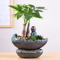 发财树懒人创意盆栽植物桌面小盆景陶瓷室内花卉好养办公室绿植