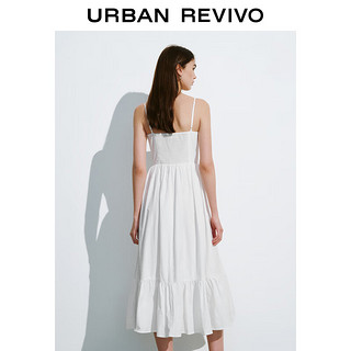 URBAN REVIVO 女士小清新甜美叠层打揽吊带连衣裙 UWL740057 本白 XS