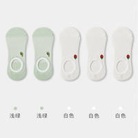 健将袜子女船袜纯棉不掉跟防滑春秋款女士短袜浅口夏季薄款隐形袜 浅绿*2+白色*3 22-24