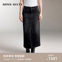 MISS SIXTY2024秋季牛仔长裙女前开衩复古百搭 黑色 XS