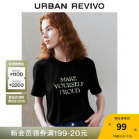 UR2024秋季女装创意趣味撞色字母印花短袖T恤UWU440125 正黑 XS