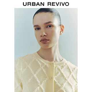 URBAN REVIVO 女士法式优雅立体菱格肌理感针织开衫 UWU940193 米黄 S
