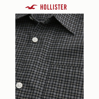 HOLLISTER24夏季格子衫宽松短袖衬衫上衣 男 KI325-4069 黑色格子 S (175/92A)