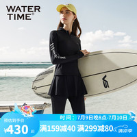 WATERTIME/水川 游泳衣女2024分体式长袖三件套防晒抗氯冲浪潜水服套装 黑色三件套【可摘帽檐-UPFP50+】 XL