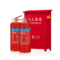 洪湖 干粉灭火器 消防家用商用灭火器套装 3公斤干粉灭火器2具+灭火器箱组合 三公斤灭火器套装