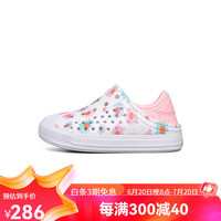 斯凯奇(Skechers)Skechers斯凯奇儿童夏季洞洞鞋女童宝宝凉鞋小童软底沙滩鞋溯溪鞋 白色/粉红色/WPK 24码 14cm