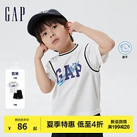 Gap男幼童夏季LOGO速干运动两件套663624儿童装分体套装 白色套装 100cm(3岁) 偏小 选大一码