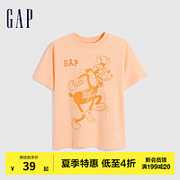 Gap【米奇】男幼童夏季纯棉短袖595332儿童装T恤 奶油橙 90cm(2岁)