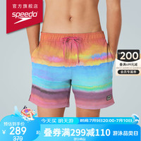 速比涛（Speedo）17英寸沙滩裤男 快速排水轻薄透气 橘色/蓝色 M  M(身高170-175cm,重66-75kg)