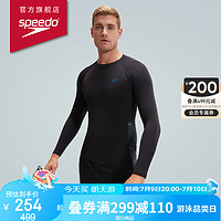 速比涛（Speedo）游泳训练防晒抗氯长袖泳衣上装男 黑色/蓝色 M M(身高170-175cm,重66-75kg)