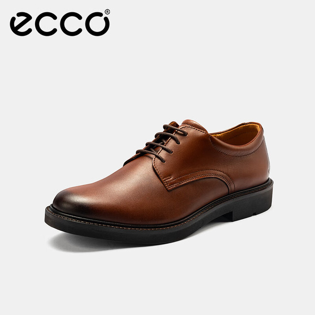 PLUS会员：ecco 德比鞋 春季百搭正装商务皮鞋牛皮男鞋 都市伦敦 深棕红 41