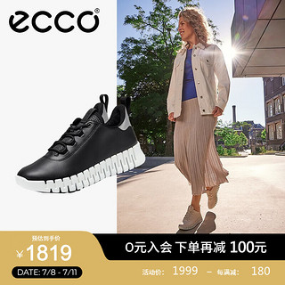 爱步（ECCO）休闲鞋女 夏季时尚简约软底轻运动徒步鞋 灵动系列218203 黑色/浅灰色21820360719 38