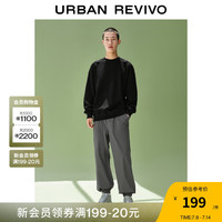 UR秋冬男装休闲时髦设计感立体背包式宽松卫衣UMV430052 正黑 L