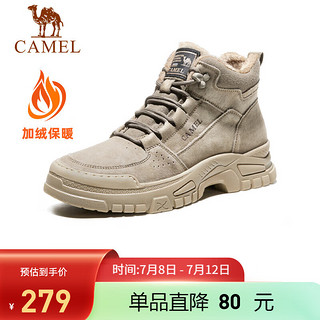 CAMEL 骆驼 男士马丁靴户外运动休闲复古加绒工装鞋 GE12235362R 深沙加绒 42