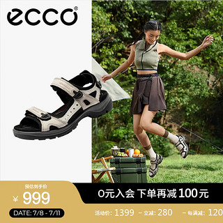 爱步（ECCO）户外运动凉鞋女 夏季透气魔术贴防滑耐磨沙滩鞋 越野069563 白色/黑色06956354695 38