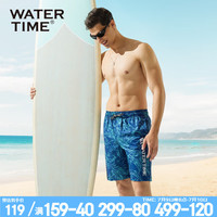 WATERTIME泳裤男五分平角游泳裤速干宽松大码冲浪防尴尬沙滩裤男 树叶花XXL