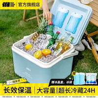 探险者（TANXIANZHE）保温箱大容量冰块冷藏箱户外露营装备全套旅行车载冰桶摆摊外卖箱13L冰蓝色【冰晶盒*1+冰袋*8】
