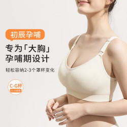 奶糖派 大杯文胸初辰粉底液内衣大胸防下垂聚拢孕妇文胸女 奶油肤 S 1(65D 65E 70C 70D)