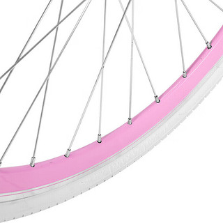 飞鸽通勤自行车女式普通学生单车复古24英寸7速代步车 樱花粉