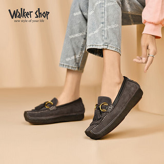 奥卡索 Walker Shop一脚蹬蜗牛鞋2022春款舒适鞋软底百搭豆豆鞋C211001棕色38码