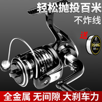 迎科 渔轮纺车轮全金属轮头前打路亚海竿远投轮海杆轮鱼线轮鱼轮 左右手互换型 黑色】全金属线杯 3000系列