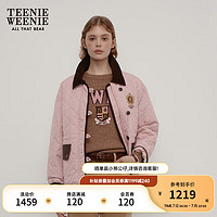 Teenie Weenie小熊2024秋新款收腰绗缝宽松棉服撞色夹克保暖外套女