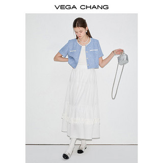 VEGA CHANGVEGA CHANG白色半身裙女2024年夏季芭蕾风花边蓬松蛋糕长裙子 气质白 S