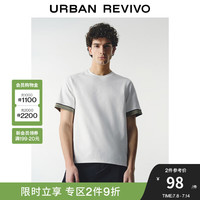 UR2024夏季男装时尚休闲百搭拼接撞色圆领短袖T恤UMU440035 本白 L