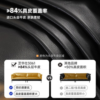 芝华仕（CHEERS）意式极简真皮直排沙发客厅中小户型轻奢家用家具芝华士3061黑三