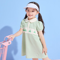 笛莎【清仓 高性价比 手慢无】童装限时福利女宝宝裙子夏季儿童连衣裙 绿条纹（条纹拼接POLO裙） 90