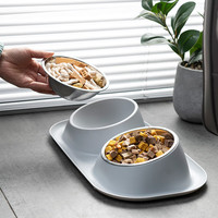 petofstory 宠物碗不锈钢狗碗双碗 猫碗可拆卸护颈猫粮碗狗盆猫盆 不锈钢可拆卸双碗