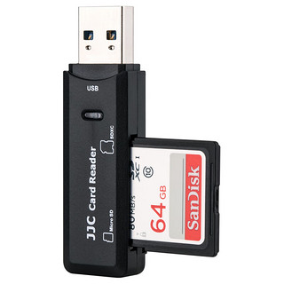 JJC USB3.0高速读卡器 SD/TF卡双卡双读 支持电脑笔记本单反相机行车记录仪内存安防监控手机储存卡 黑色 支持SD/TF双卡双读