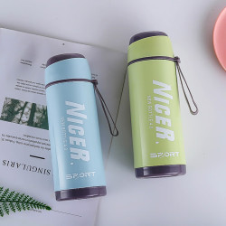 熊潘黛 创意运动玻璃水杯 500ml大容量双层水杯便携水壶户外家用茶杯 2个-随机色