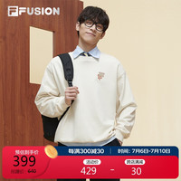 FILA FUSION斐乐潮牌款针织套头衫2024春时尚休闲卫衣 麦乳色-BG 170/92A/M