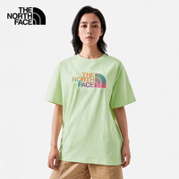 The North Face北面短袖T恤女户外舒适宽松棉短袖7WER 绿色/N13 L