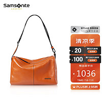 Samsonite/新秀丽单肩包牛皮商务斜挎包时尚胸包腰包 NR7*96003 橙色