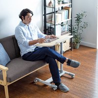 日本山业移动升降电脑桌懒人桌床边桌书桌演讲台大面板角度可调