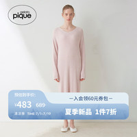 gelatopique24春夏新品女睡裙纯色薄半边绒竖条连衣裙PWNO241041 粉色 F