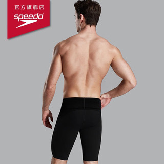 速比涛（Speedo）Fit泳感健身 柔软速干 V形设计 抗氯舒适及膝泳裤男 黑/蓝