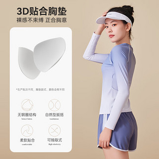 李宁（LI-NING）泳衣女分体平角裤长袖保守防晒显瘦温泉游泳装4874蓝色M