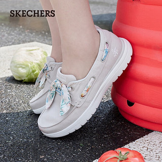 斯凯奇（SKECHERS）女一脚蹬单鞋牛仔蓝色鞋丝带帆船鞋136471 自然色492 39.5 