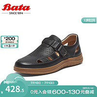 拔佳（Bata）休闲鞋男2024夏季牛皮透气通勤百搭软底单鞋EQC01BM4 黑色 43