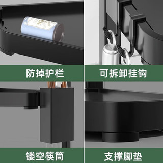 霓峰厨房置物架子台面转角角落三角调料墙角收纳架壁挂免打孔厨房挂件 两层中号-黑色【带筷筒】 【加厚不锈钢 生锈面单】
