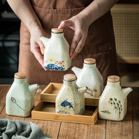 慕一琳简约陶瓷酱油壶商用家用厨房油瓶辣椒油醋壶酱料调料瓶日式复古 油壶-鱼乐