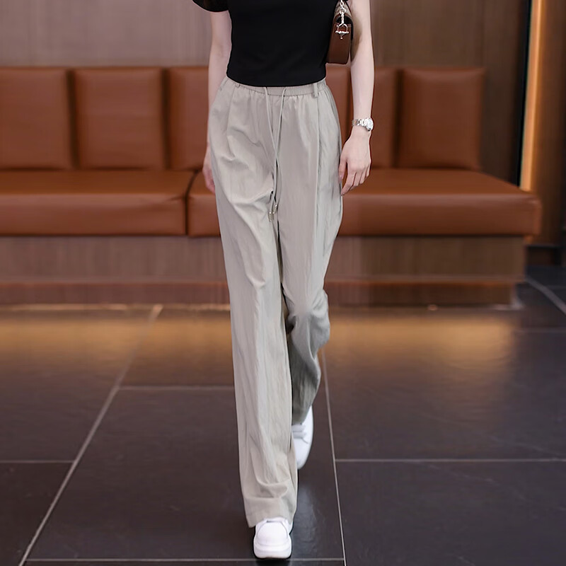 箐箐花冰丝阔腿裤女夏季薄款2024新款休闲宽松凉凉裤高腰垂感窄版直筒裤