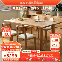 全友家居大屿纯实木餐桌椅子组合套装客厅家用吃饭方桌一桌四椅DW8056 红橡木2.2米餐桌A+软包餐椅A1*4 红橡木|2.2米餐桌A+软包餐椅A1*4