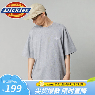 dickies短袖T恤 单色刺绣LOGO徽章短袖T恤 简约舒适 DK012964 中羽灰 L