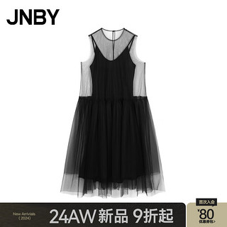 JNBY【商场同款】24秋新品连衣裙网纱优雅无袖A型5O7G25680 001/本黑 L